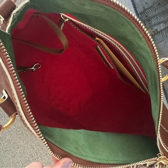 NWOT Dooney & Bourke Florentine Edge Medium Satchel in Chestnut - Picture 4 of 7